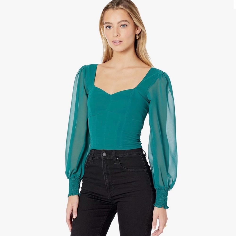 NWOT Abercrombie & Fitch Sweetheart Puff Sleeve Blouse - Size Large